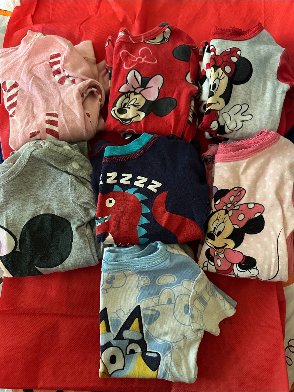 Disney Kids Pajama Set Bundle - Red, Pink, Gray, Navy, Light Blue